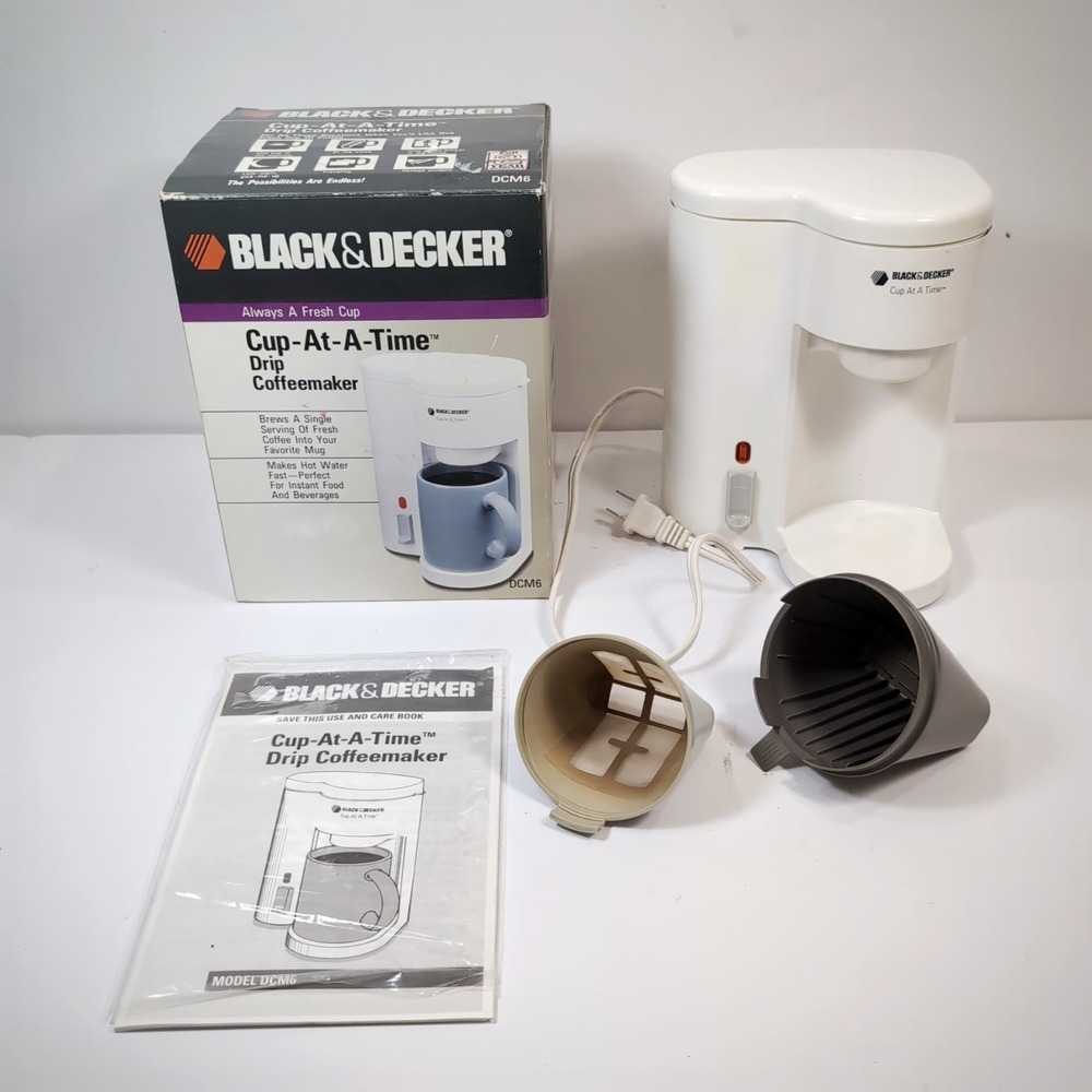 Black & Decker Drip Coffee Maker Cup at a Time Model DCM6 90s Travel Hotel Camp